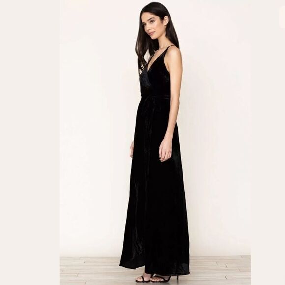 YUMI KIM RUSH HOUR VELVET WRAP MAXI DRESS GOWN - Picture 4 of 5